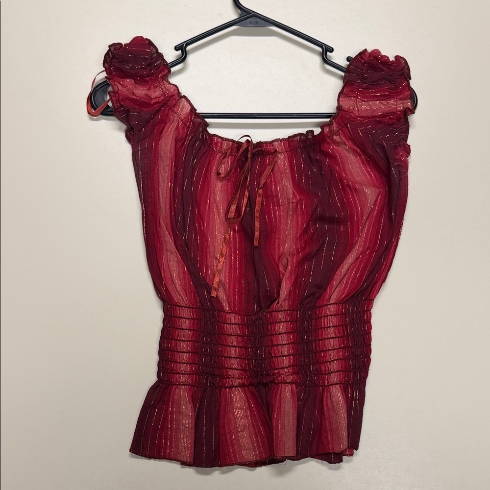 Chic Red Striped Women's Blouse